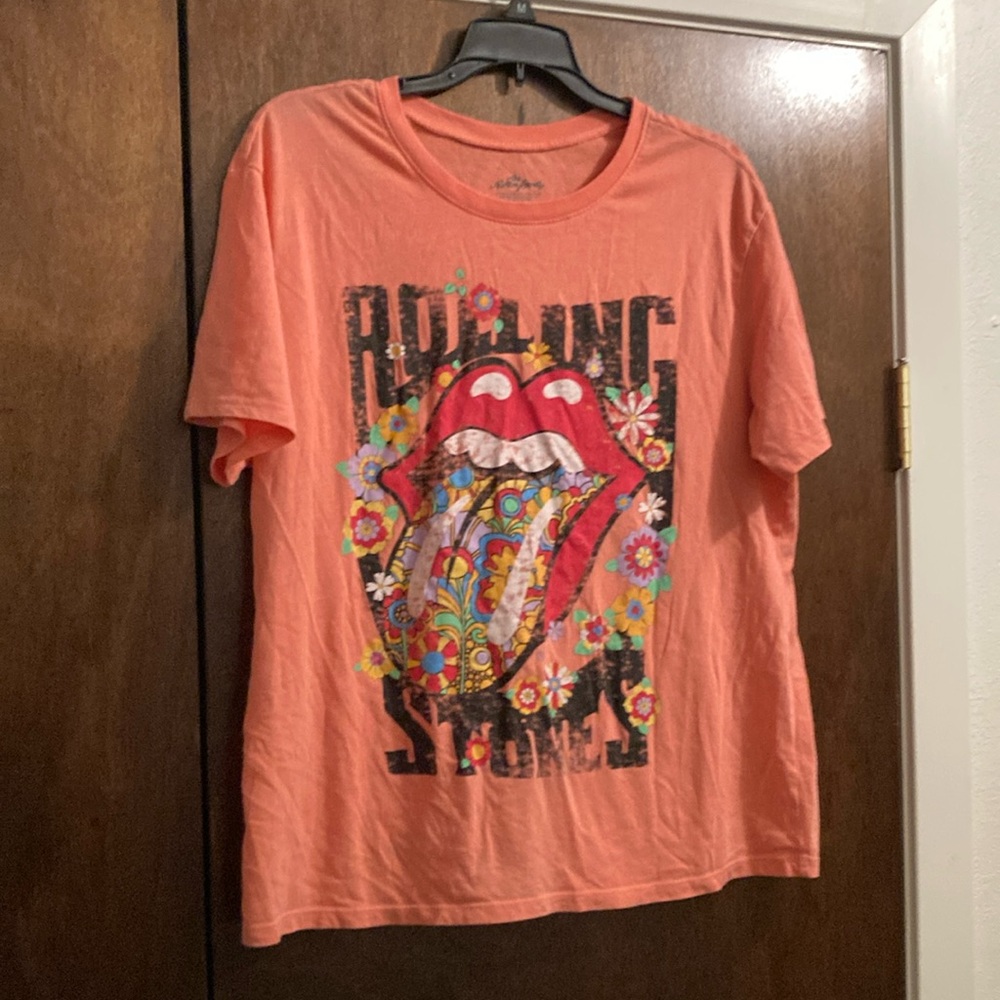 The Rolling Stones Orange Short Sleeve Tee with Iconic Logo